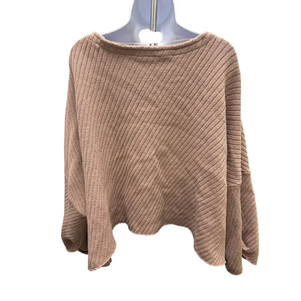 Free People Womens Small I Can’t Wait Crop Sweater Oversized Rose Pink Mauve - Picture 4 of 5